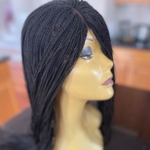30 inch Hand Braided Micro Twist Lace Front Braided Wig in Black  READY TO SHIP